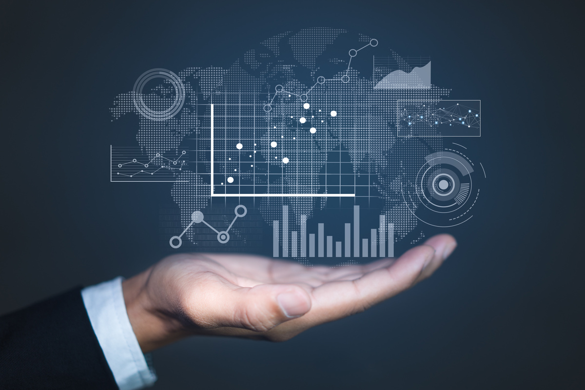 Business data analysis technology, Key performance indicators and business intelligence concept.